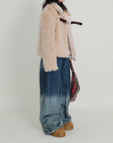 レイチェル 2ベルトディテールショート丈ファージャケット (Lining Quilted)