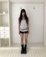 ユテンストライプロングノースリーブトップ