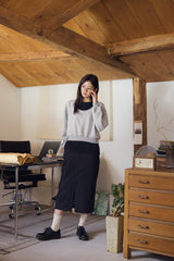 U-neck crop sweatshirt / Melange