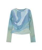 Asymmetric Ruched トップ(ブルー)