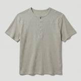 western yoke waffle henley neck half sleeve slate