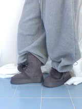 Suede Rabbit Fur Boots