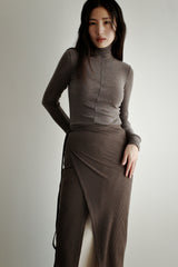 Wool turtleneck top, Brown