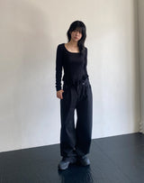 ダブルピンタックワイドパンツ