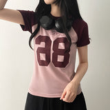 Info Color Raglan Number Short Sleeve T-shirt