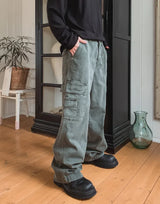 Larson Washed Multi-Pocket Wide Cargo Pants