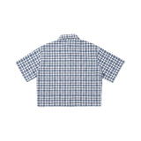 Light Blue Crop Short Sleeve Check Shirt