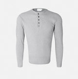 Kanden Ribbed Henley Neck Slim Long Sleeve T-shirt