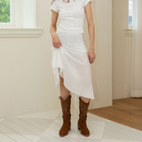 Lace Flare long skirt (white)