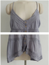 LACE BREEZE BUTTON CAMI TOP (WHITE, VIOLET GRAY 2COLORS!)