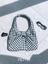 check ribbon shoulder bag
