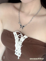 [IVE Leeseo, Purplekiss Dosie Pick!](S.Steel) ブラックバターハートネックレス
