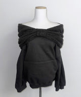 【60% Exclusive】 ribbon off knit mtm (3colors)