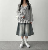 Wanu linen button hooded cardigan