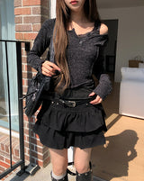 モキカットヘンリーネックニット