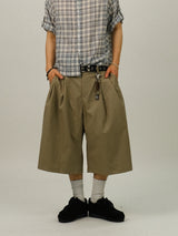 RU Cotton Two-tuck Bermuda Slacks