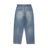 Fray patch denim Pants / Light blue