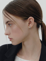 26SS★ Champagne Full Moon Silver Grip One-Touch Earrings S