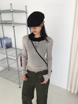 ハース リベットピンタックコットンワイドパンツ