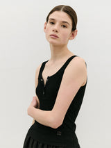 NUBASIC BUTTON SLEEVELESS BLACK