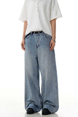 Washed Blue Straight Jeans