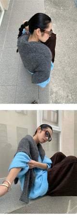 Easy V-neck loose fit V-neck knitwear