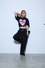 エウレカ・ハート・オーバーフィットTシャツ-ブラック【玉置成実コラボ】
