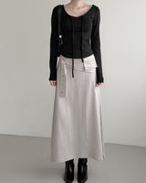 Et Pocket Belt Cotton Long Skirt