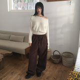 Zar off-shoulder lip neck loose fit semi-cropped knitwear