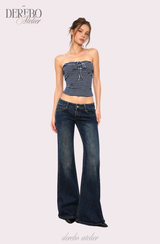 deep blue flow bootcut denim pants, regular (LONG)