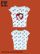 ハート,レッド,ラブ,キューティー,半袖Tシャツ