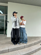 Wide triple track pants