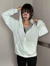 Antale Sheer Oversized Hooded Zip-Up 4color