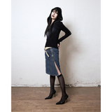 Sprayed Star Knit Hoodie(Black)