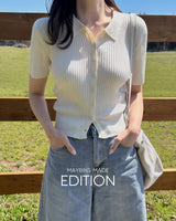 [MADE] Hill collar short-sleeved knit cardigan