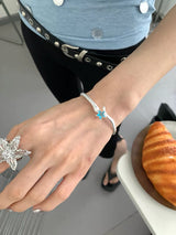 Matt silver blue star bangle