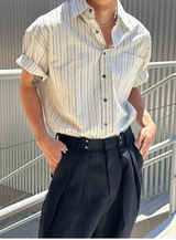 [S/S] マルチストライプハーフシャツ(2color)