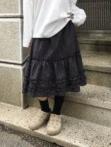 Ello Check Frill Midi Skirt (2c)