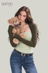 Olive Brown Tube Top Bolero Two-Piece Set