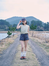 BUTTON SLACKS SHORTS (CHARCOAL)