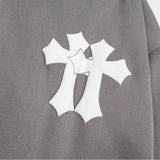 Cross Print Oversized Hood Zip-Up