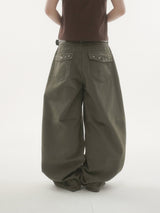 Peak stud back-pocket pants -2C