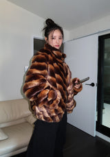 Wavy gradation fur jacket