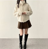 Hani cozy high neck button cardigan