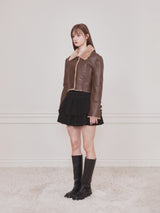 Short reversible leather mustang (Brown)