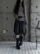 レイヤードチェックラップスカート (2color)