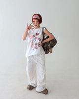 キッチンY2Kキャットオーバーサイズフィットボクシー半袖Tシャツ