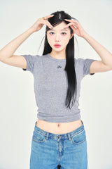 リボンロゴ刺繍半袖Tシャツ