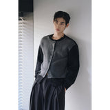 Layered wool knit cardigan(Black)