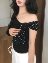 Dot one shoulder Tee